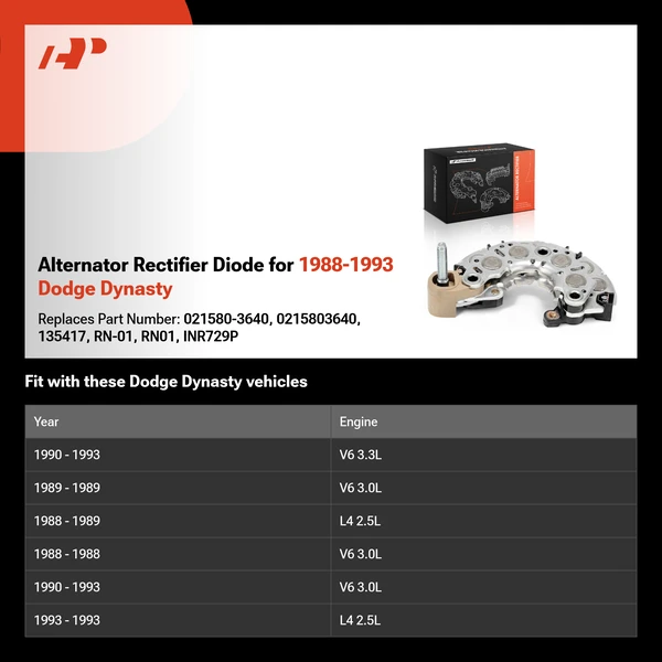 Alternator Rectifier Diode for 1988-1993 Dodge Dynasty