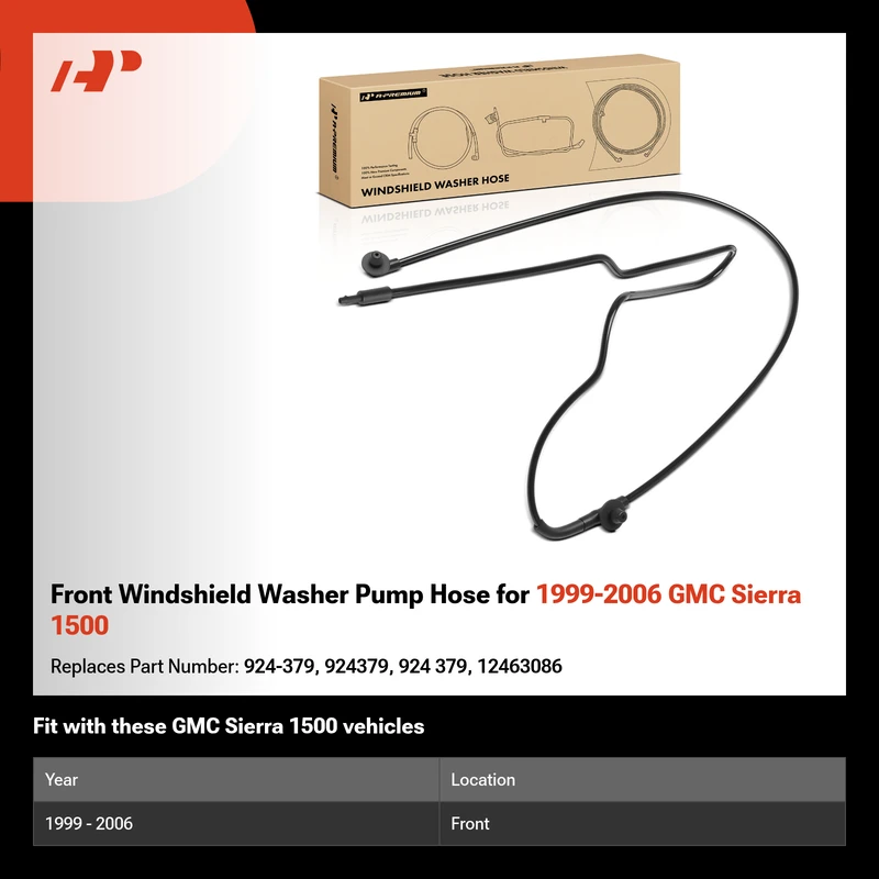 Front Windshield Washer Pump Hose for 1999-2006 GMC Sierra 1500