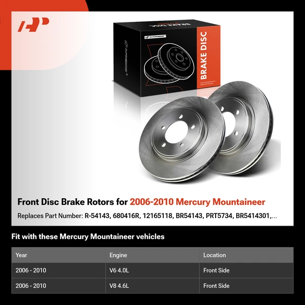 Front Disc Brake Rotors for 2006-2010 Mercury Mountaineer