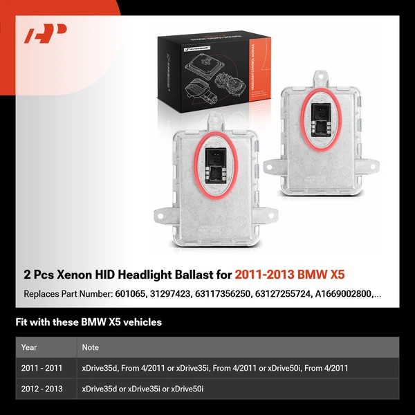 2 Pcs Xenon HID Headlight Ballast for 2011-2013 BMW X5
