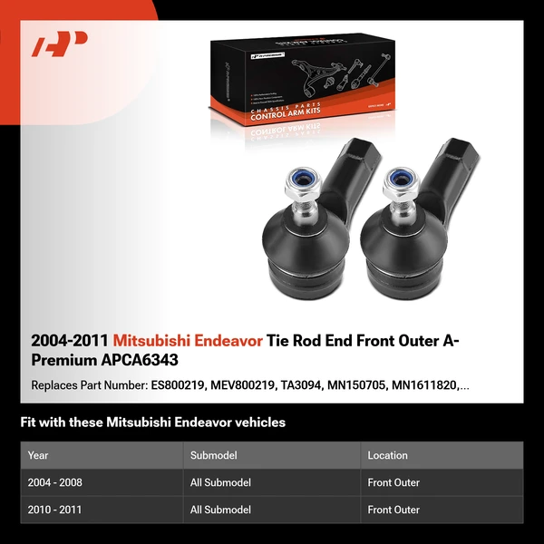 2004-2011 Mitsubishi Endeavor Tie Rod End Front Outer A-Premium APCA6343