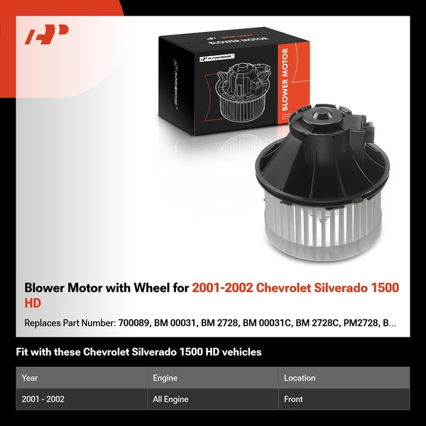 Blower Motor with Wheel for 2001-2002 Chevrolet Silverado 1500 HD