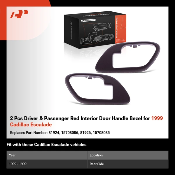 2 Pcs Driver & Passenger Red Interior Door Handle Bezel for 1999 Cadillac Escalade