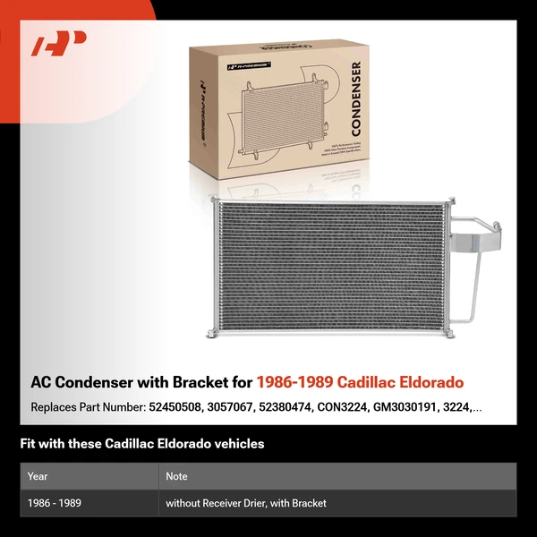 AC Condenser with Bracket for 1986-1989 Cadillac Eldorado