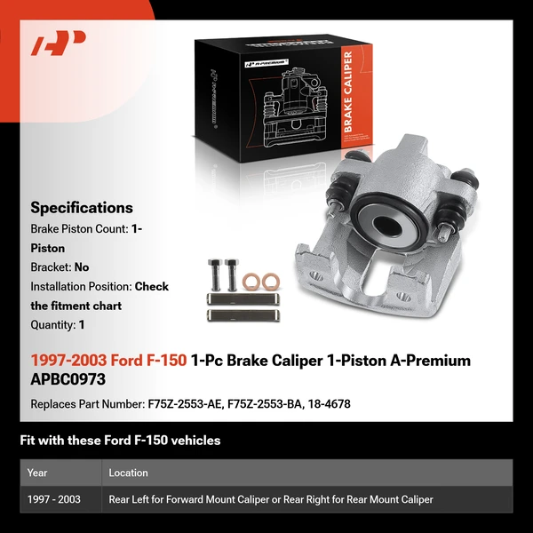 1997-2003 Ford F-150 1-Pc Brake Caliper 1-Piston A-Premium APBC0973