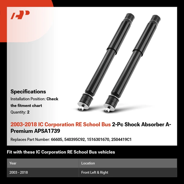 2003-2018 IC Corporation RE School Bus 2-Pc Shock Absorber A-Premium APSA1739