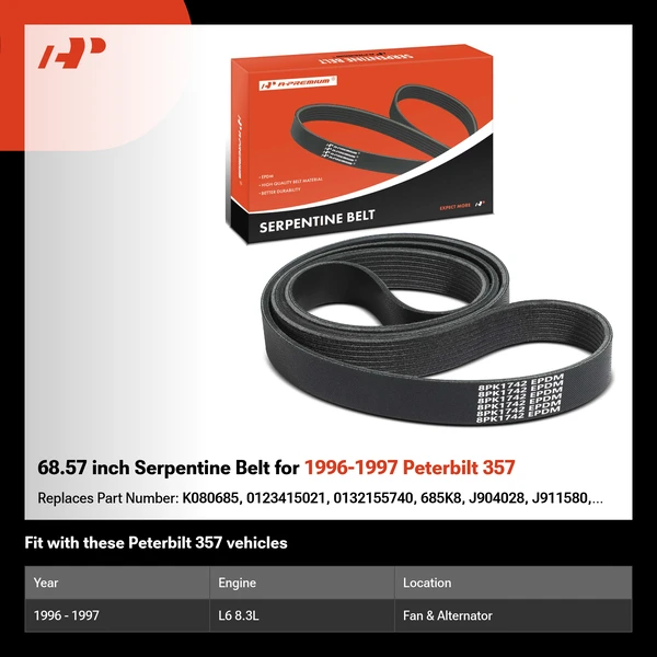 68.57 inch Serpentine Belt for 1996-1997 Peterbilt 357