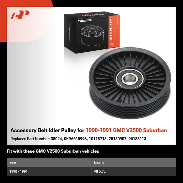 Accessory Belt Idler Pulley for 1990-1991 GMC V2500 Suburban