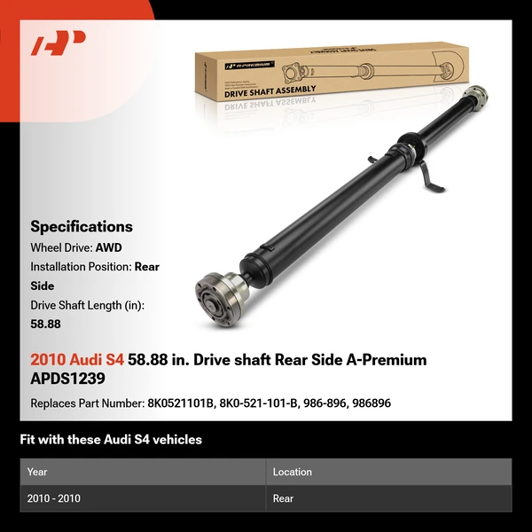 2010 Audi S4 58.88 in. Drive shaft Rear Side A-Premium APDS1239