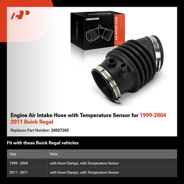 Engine Air Intake Hose with Temperature Sensor for 1999-2004 2011 Buick Regal