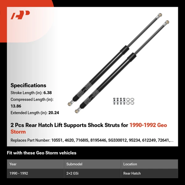 2 Pcs Rear Hatch Lift Supports Shock Struts for 1990-1992 Geo Storm