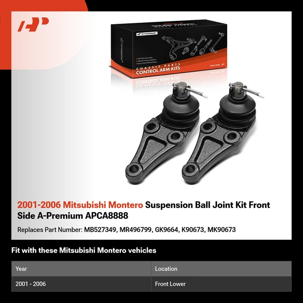 2001-2006 Mitsubishi Montero Suspension Ball Joint Kit Front Side A-Premium APCA8888
