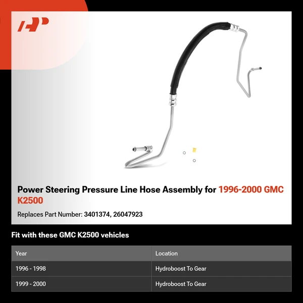 Power Steering Pressure Line Hose Assembly for 1996-2000 GMC K2500
