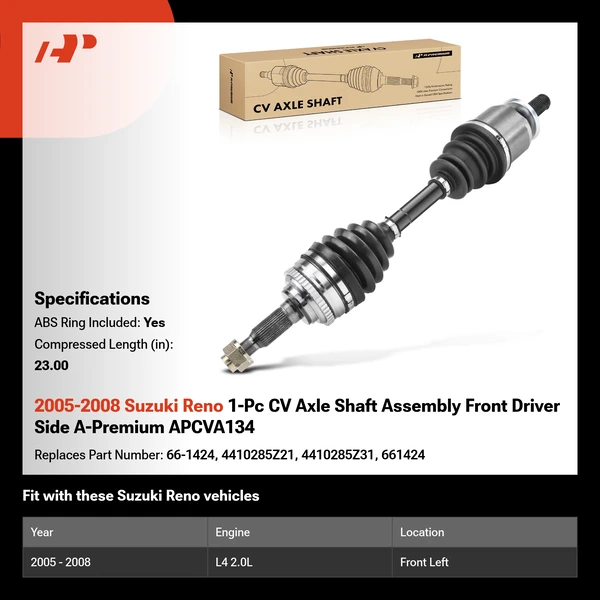 2005-2008 Suzuki Reno 1-Pc CV Axle Shaft Assembly Front Driver Side A-Premium APCVA134