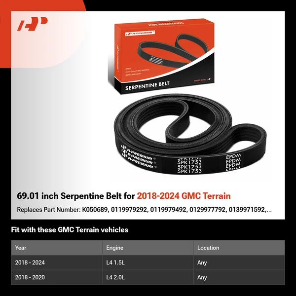 69.01 inch Serpentine Belt for 2018-2024 GMC Terrain