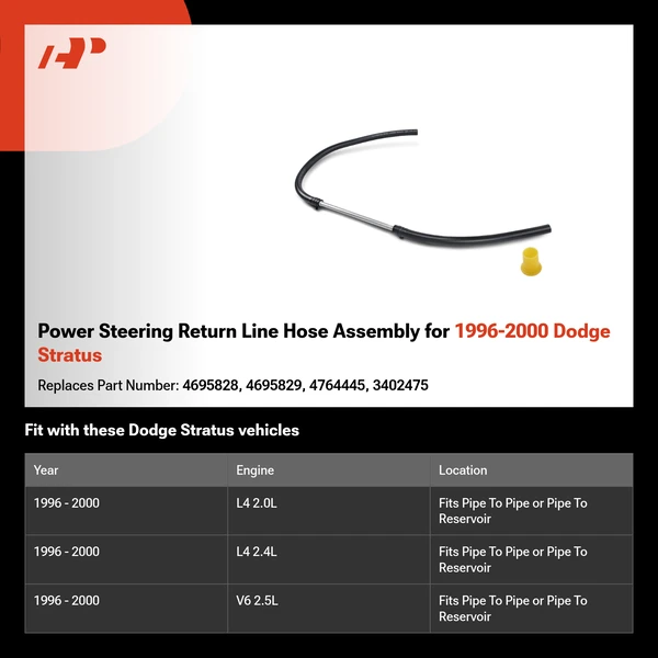 Power Steering Return Line Hose Assembly for 1996-2000 Dodge Stratus