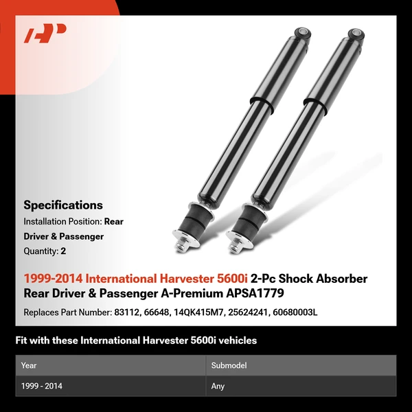 1999-2014 International Harvester 5600i 2-Pc Shock Absorber Rear Driver & Passenger A-Premium APSA1779