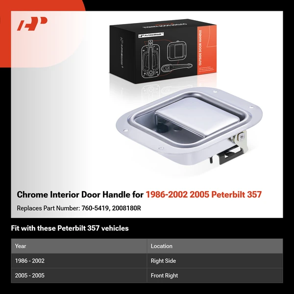 Chrome Interior Door Handle for 1986-2002 2005 Peterbilt 357