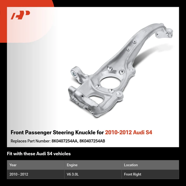 Front Passenger Steering Knuckle for 2010-2012 Audi S4