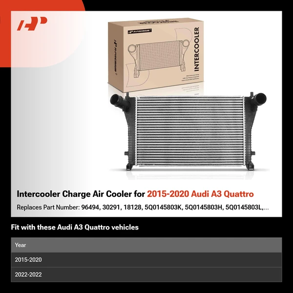 Intercooler Charge Air Cooler for 2015-2020 Audi A3 Quattro