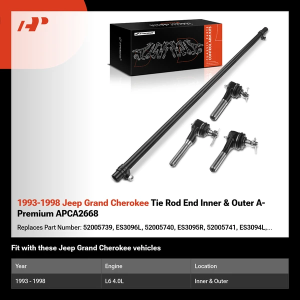 1993-1998 Jeep Grand Cherokee Tie Rod End Inner & Outer A-Premium APCA2668