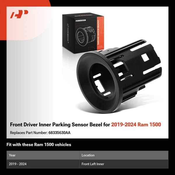 Front Driver Inner Parking Sensor Bezel for 2019-2024 Ram 1500