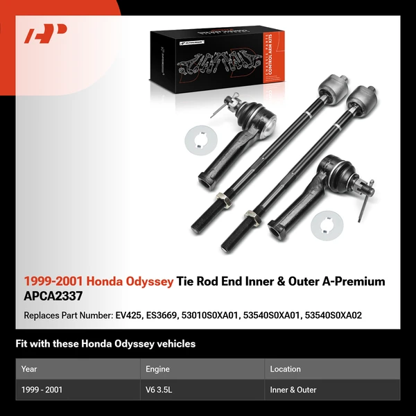 1999-2001 Honda Odyssey Tie Rod End Inner & Outer A-Premium APCA2337