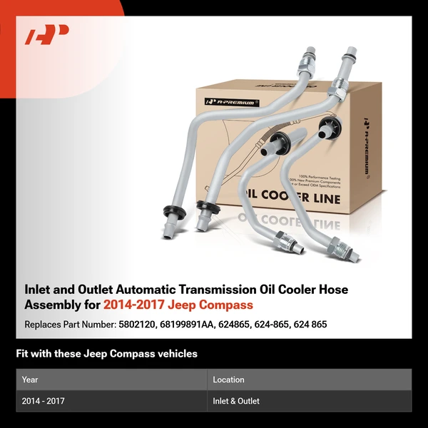 Inlet and Outlet Automatic Transmission Oil Cooler Hose Assembly for 2014-2017 Jeep Compass