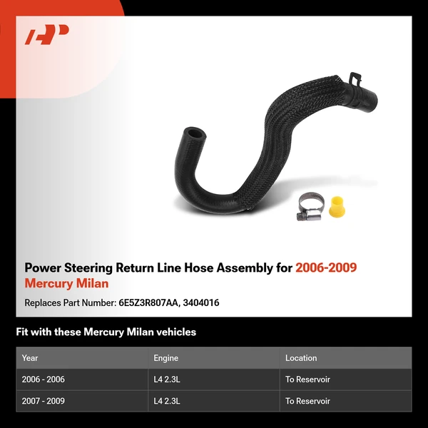 Power Steering Return Line Hose Assembly for 2006-2009 Mercury Milan