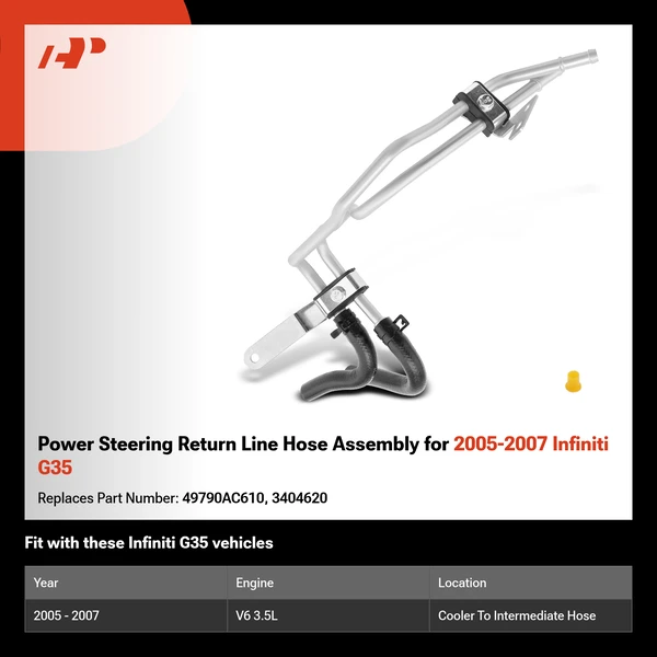 Power Steering Return Line Hose Assembly for 2005-2007 Infiniti G35