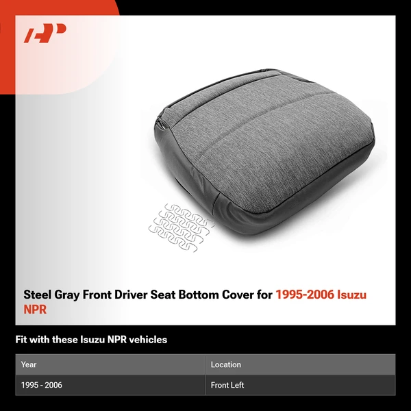Steel Gray Front Driver Seat Bottom Cover for 1995-2006 Isuzu NPR