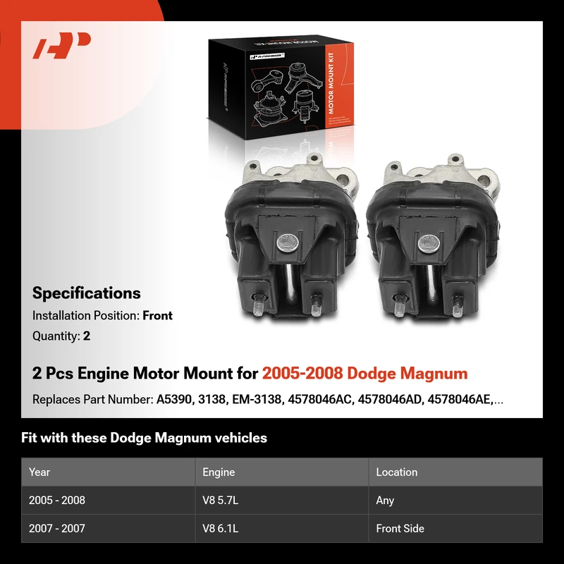 2 Pcs Engine Motor Mount for 2005-2008 Dodge Magnum