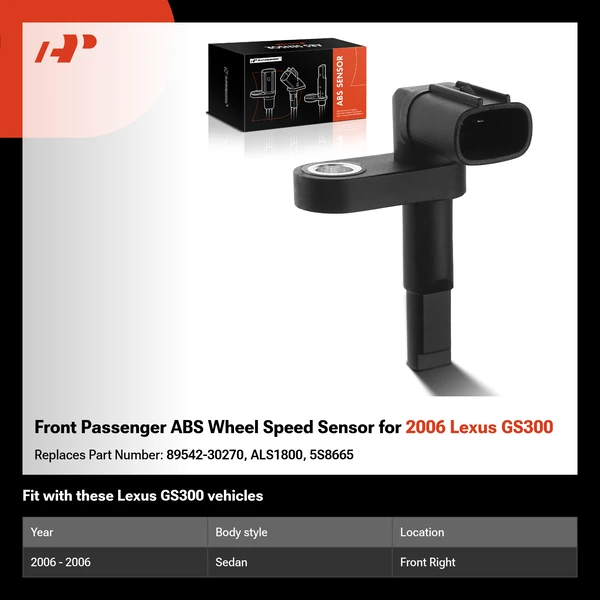 Front Passenger ABS Wheel Speed Sensor for 2006 Lexus GS300