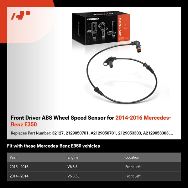 Front Driver ABS Wheel Speed Sensor for 2014-2016 Mercedes-Benz E350