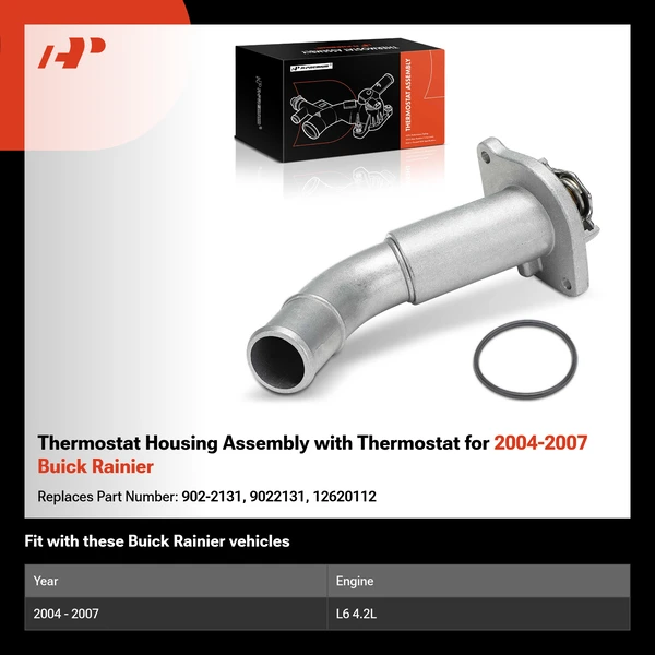 Thermostat Housing Assembly with Thermostat for 2004-2007 Buick Rainier