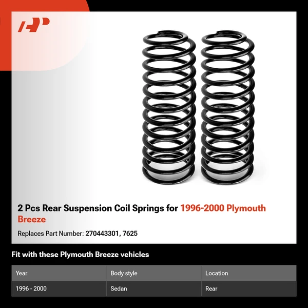 2 Pcs Rear Suspension Coil Springs for 1996-2000 Plymouth Breeze