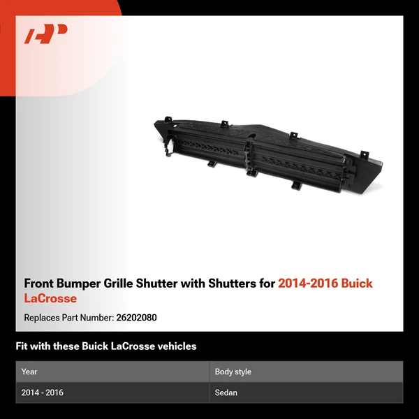 Front Bumper Grille Shutter with Shutters  for 2014-2016 Buick LaCrosse