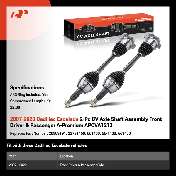 2007-2020 Cadillac Escalade 2-Pc CV Axle Shaft Assembly Front Driver & Passenger A-Premium APCVA1213