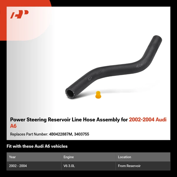 Power Steering Reservoir Line Hose Assembly for 2002-2004 Audi A6