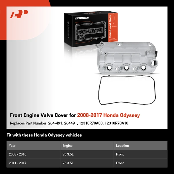 Front Engine Valve Cover for 2008-2017 Honda Odyssey