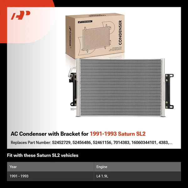 AC Condenser with Bracket for 1991-1993 Saturn SL2