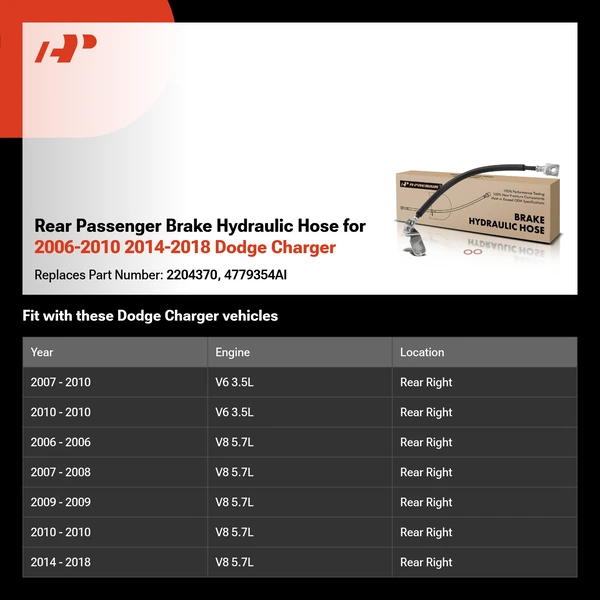 Rear Passenger Brake Hydraulic Hose for 2006-2010 2014-2018 Dodge Charger