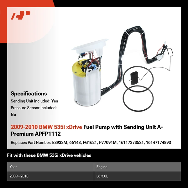 2009-2010 BMW 535i xDrive Fuel Pump with Sending Unit A-Premium APFP1112