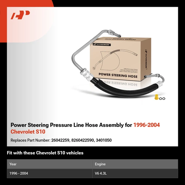 Power Steering Pressure Line Hose Assembly for 1996-2004 Chevrolet S10