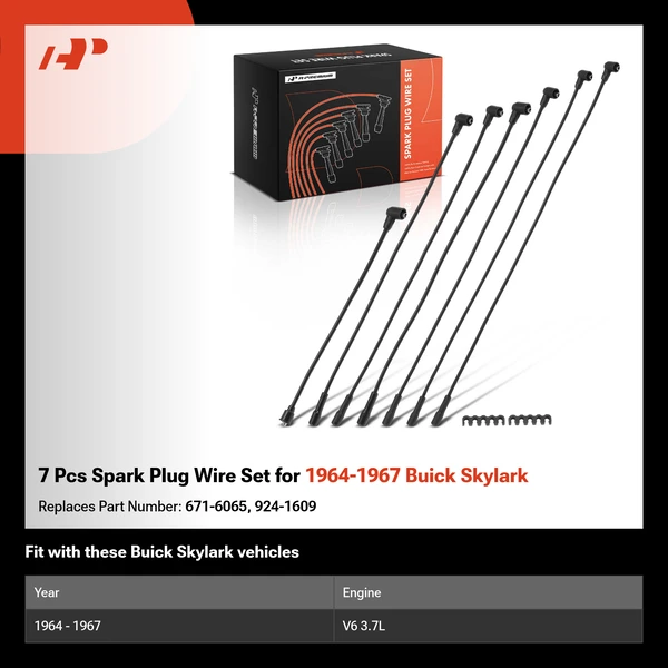 7 Pcs Spark Plug Wire Set for 1964-1967 Buick Skylark