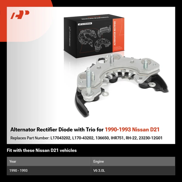 Alternator Rectifier Diode with Trio for 1990-1993 Nissan D21