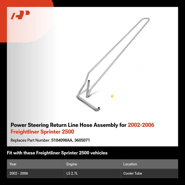 Power Steering Return Line Hose Assembly for 2002-2006 Freightliner Sprinter 2500