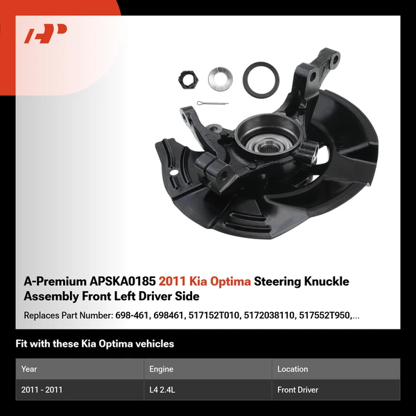 A-Premium APSKA0185 2011 Kia Optima Steering Knuckle Assembly Front Left Driver Side