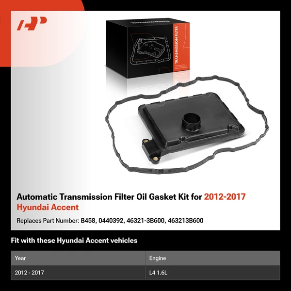 Automatic Transmission Filter Oil Gasket Kit for 2012-2017 Hyundai Accent