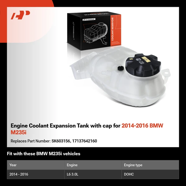 Engine Coolant Expansion Tank with cap for 2014-2016 BMW M235i